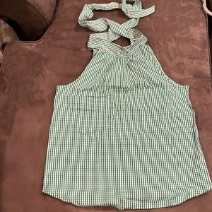 brand: j crew size: 0 color green/white gingham